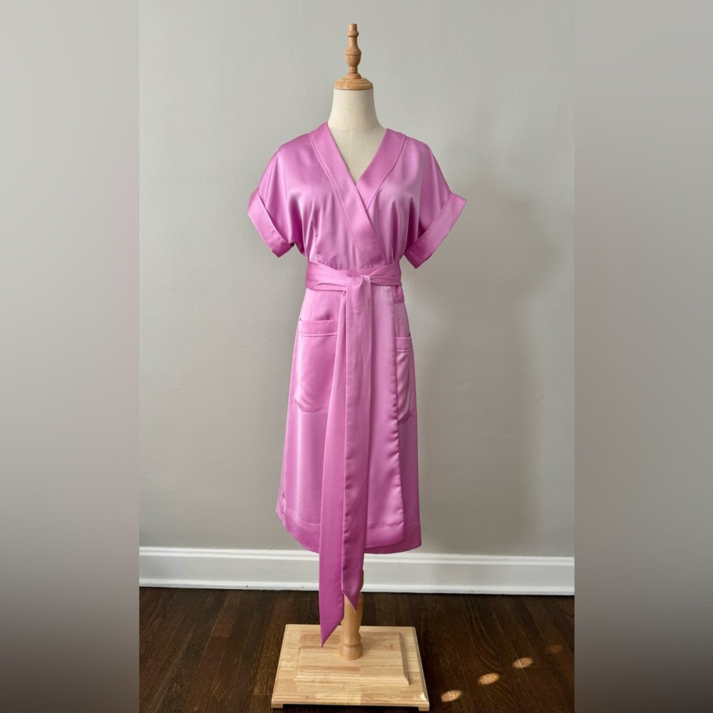 J. Crew Pink Wrap Midi Dress